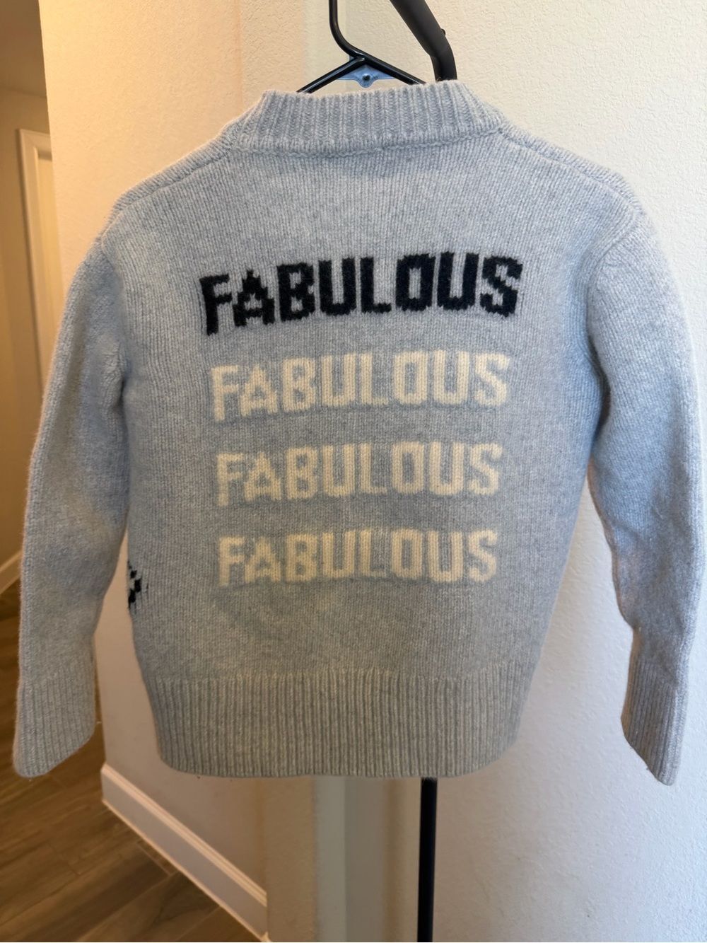 Sandro Paris Fabulous Graphic Wool Cashmere Crewneck Sweater Gray Womens XS S - Picture 2 of 6